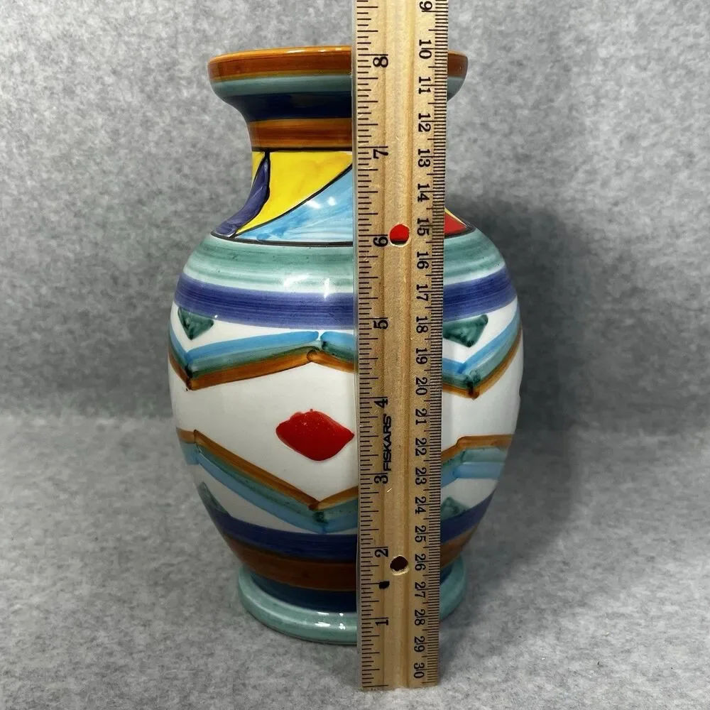 Pier 1 Imports Handpainted Italian Vase Made In Italy Ceramic Colorful Geometric